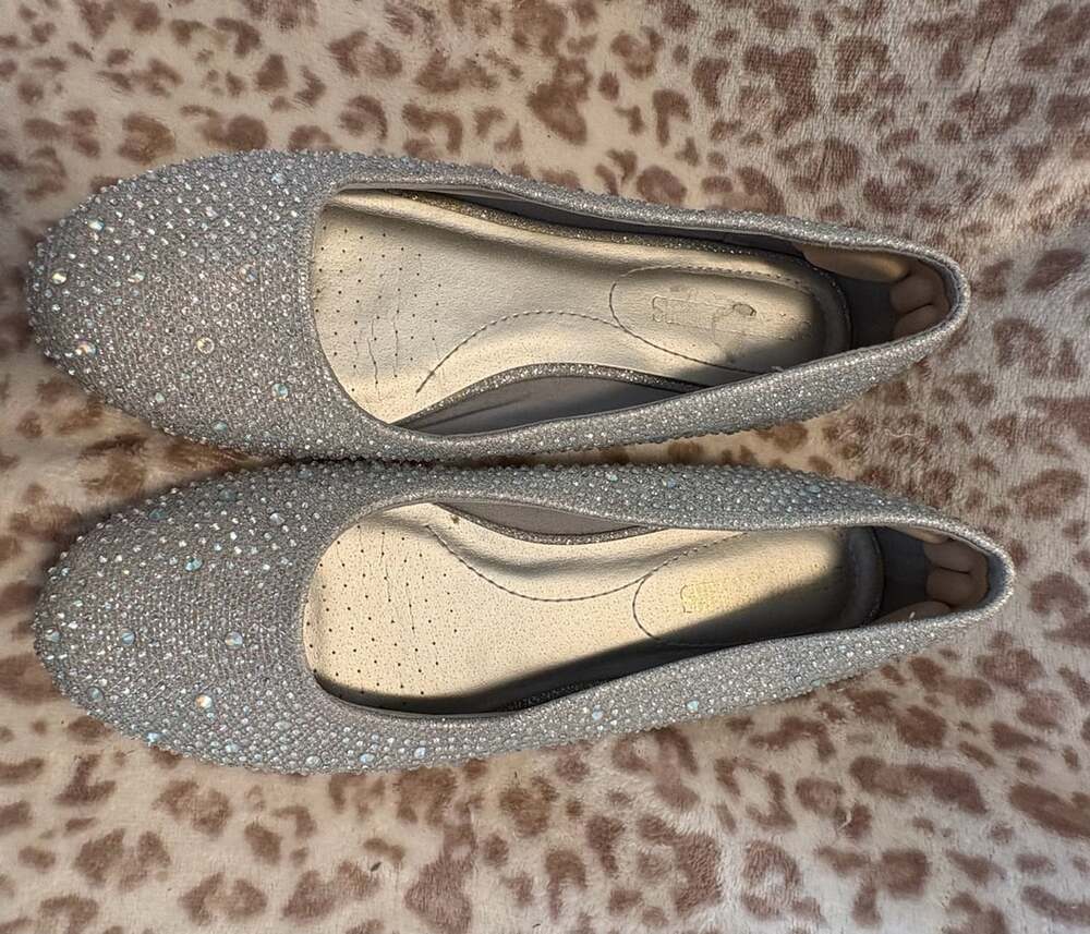 Dream Pairs Women's Silver Rhinestone Glitter Ballet Flats Slip-On Size 10